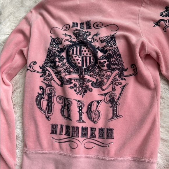 Juicy Couture Pink Graphic Velour Hoodie - Picture 3 of 6